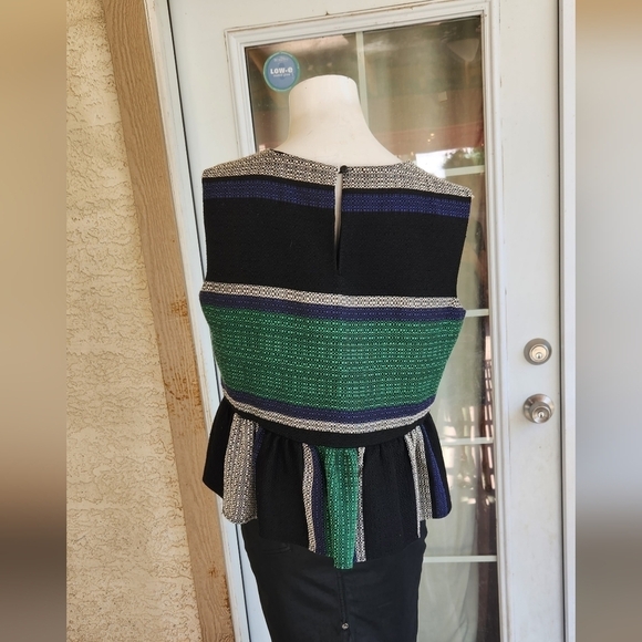 Corey Lynn Calter Anthropologie Striped  Peplum‎ Tunic Top Blouse Shirt - Picture 5 of 7